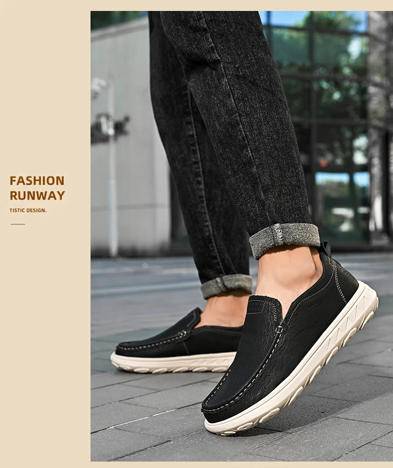 New Men's Casual Shoes Fashion Comfortable Men's Shoes High Quality Leather Men Driving Shoes Handmade Flat Shoes Men Sneakers - Sun Studio