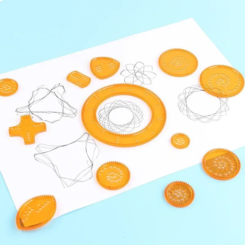 Funny Interlocking Gears Wheels Spirograph Drawing Toys Set Creative Educational Toy for Children Painting Drawing Accessories - Sun Studio