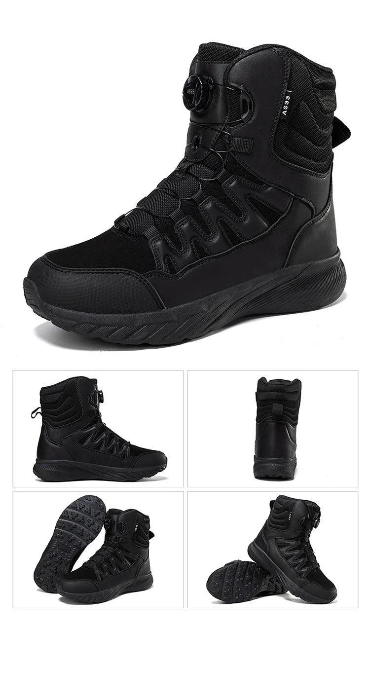 Große Outdoor Trainingsstiefel Herren Bergsteiger Wanderschuhe Hohe Oberteile Rotierende Schnalle Mode Tarnsport Schuhe