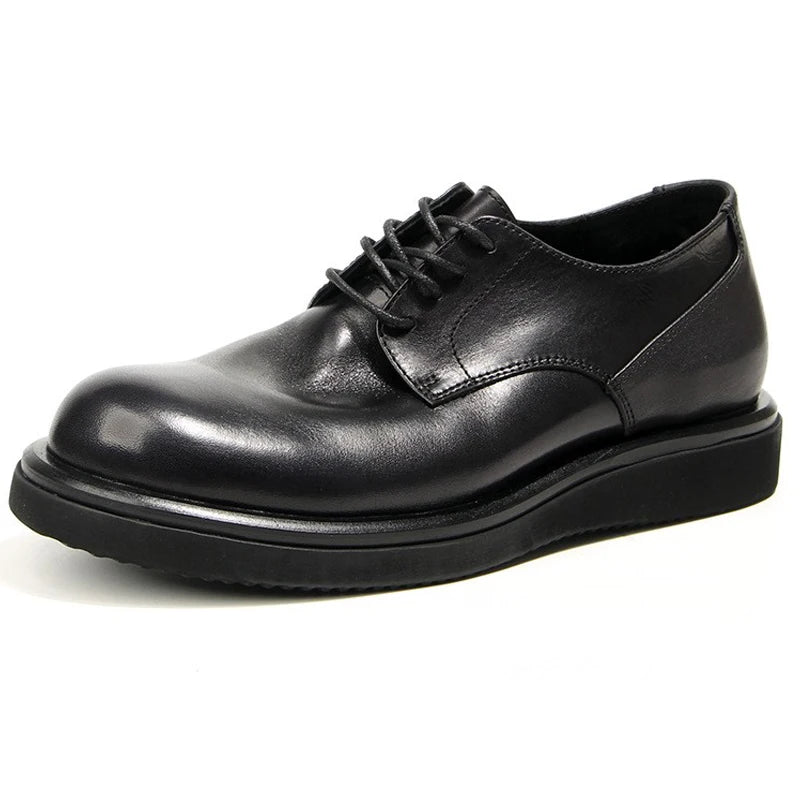 high-quality Men's casual Leather shoes Handmade retro Platform shoes Men Cow Leather Footwear wear resistant comfort Male shoes - Sun Studio