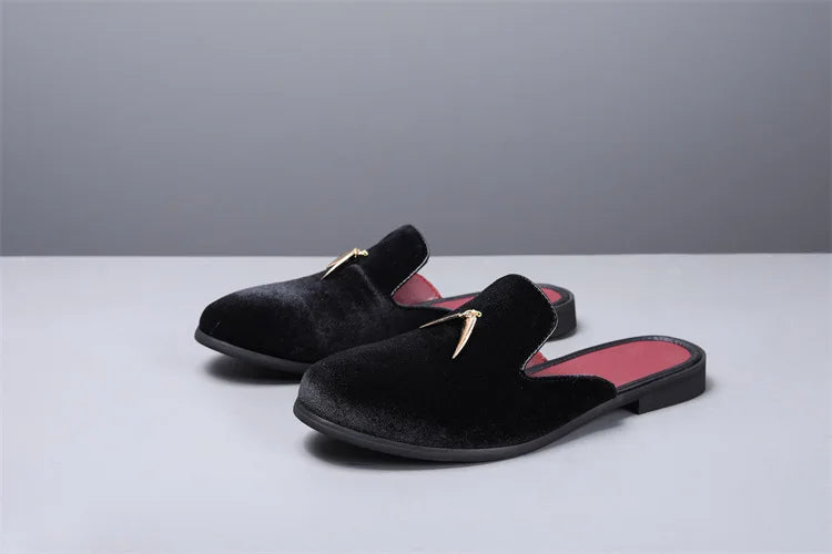 Fashion New Men Velvet Tassels Half Slippers Loafer Male Casual Purple Green Blue Black Mules Moccasins Breathable Driving Shoes - Sun Studio