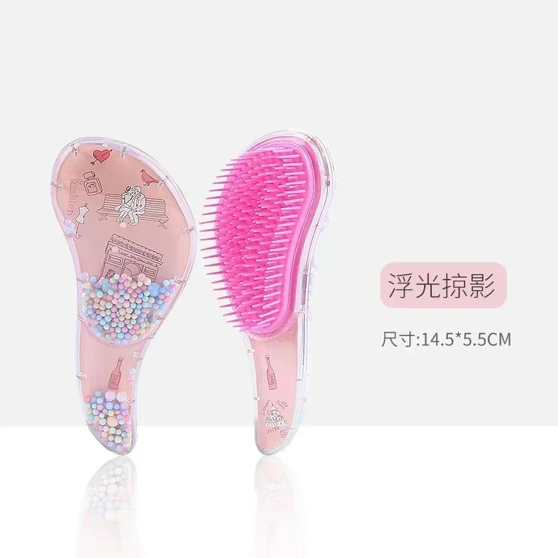 Cute Children Hairdressing Comb for Kids Anti-knot Massage Flowing Bead Hair Comb Children Girls Dress Up Makeups Toy Gifts - Sun Studio