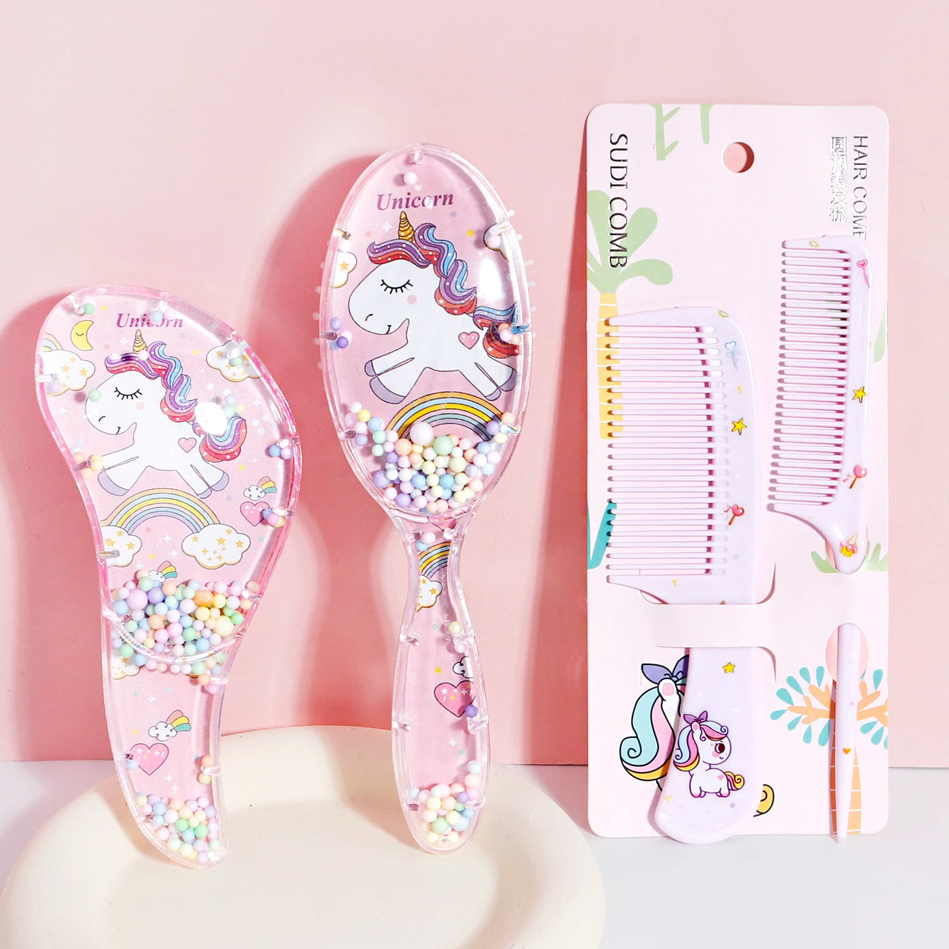 3pcs cartoon comb set, wet and dry dual-use, hair styling, suitable for any hair texture, gift set, special for real hair wigs - Sun Studio