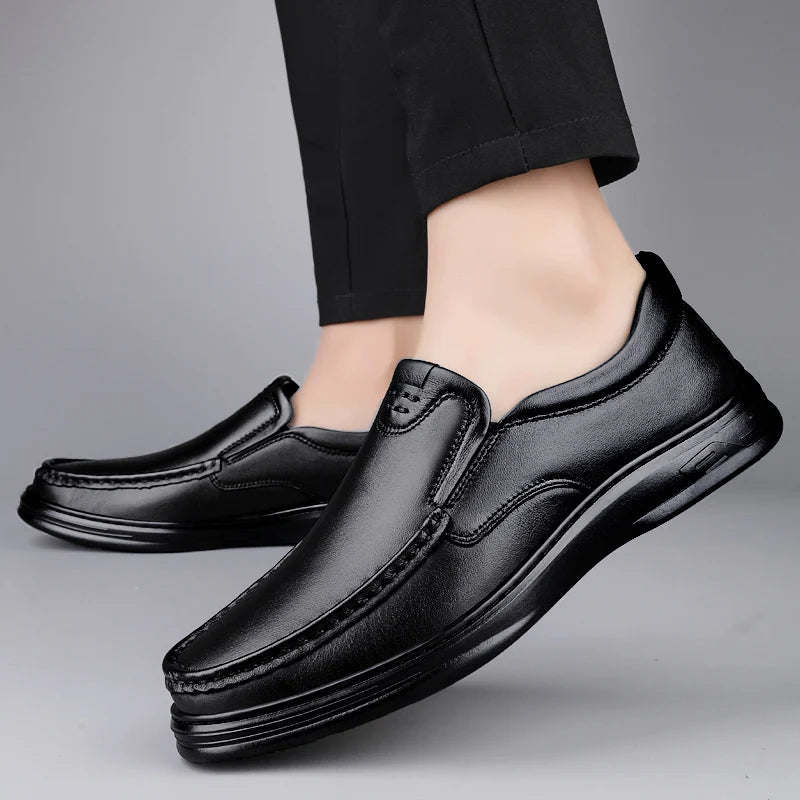 Men's Flats Classic All-match Mens Loafers Male High Quality Comfortable Dress Shoes Genuine Leather Mens Slip on Business Shoes - Sun Studio