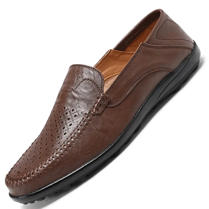 Echtes Leder Herren Freizeit Schuhe Luxusmarke Designer Herren Slipper Mokassins Atmungsaktive Schlupfschuhe Männliche Bootsschuhe Plus Größe 37-47