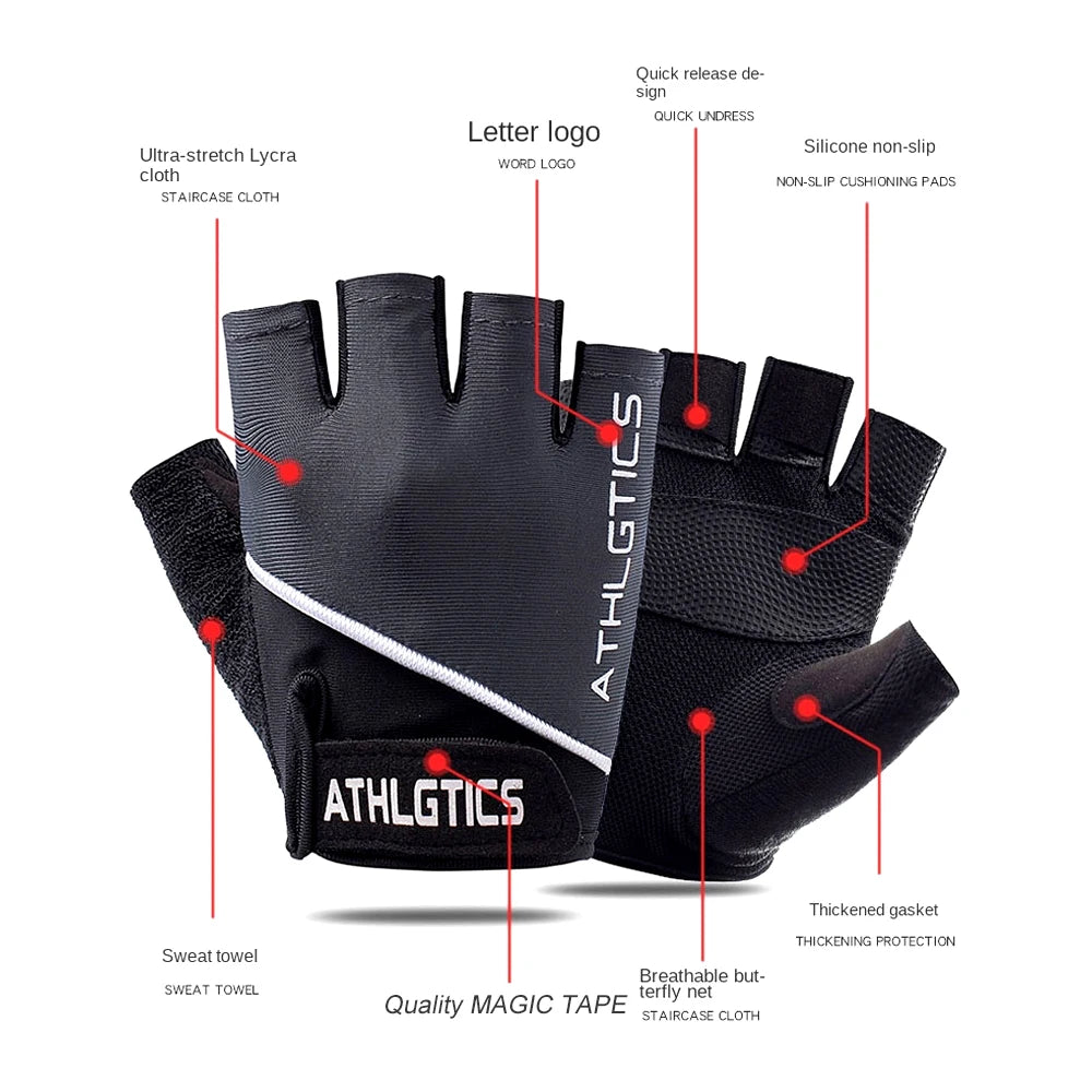 Gym Gloves for Men Women Fitness Weight Lifting Wristband Gloves Body Building Training Sports Exercise Cycling Glove Shockproof - Sun Studio