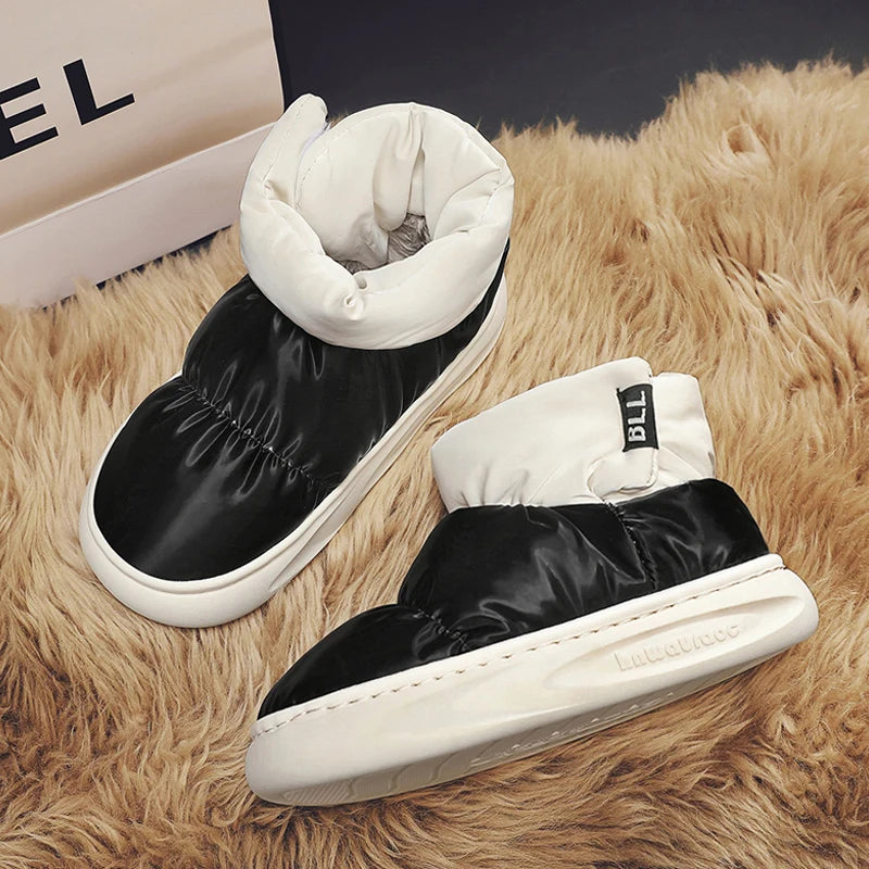 Outdoor Plüsch Warme Herren Schneestiefel Winter Paar Baumwollschuhe Daunen Rutschfeste Wasserdichte Mode Kinder Schuhe Slip-On Weiche Sneakers