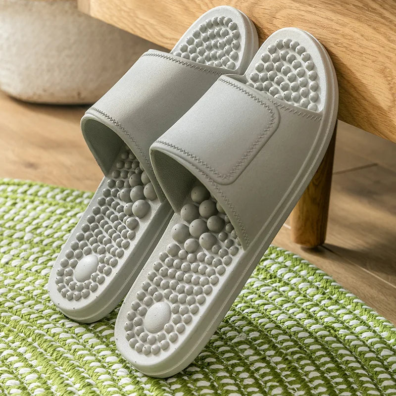 Women Men Foot Massage Slippers Indoor Bathroom Non-slip Soft Slides Comfort Flats Couples Home Relief Feet Health Care Shoes - Sun Studio