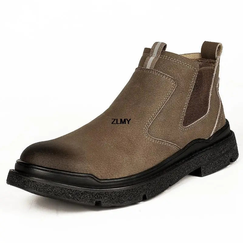 Wasserdichte Herren Schweißer Schuhe Stahlkappen Arbeitsschuhe Männer Anti-Spritzer Anti-Quetsch Sicherheitschuhe Herren Slip-On Chelsea Arbeitssicherheit Stiefel
