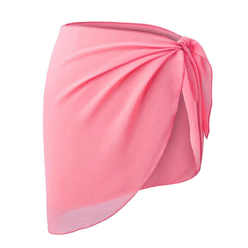 Women Short Sarongs Swimsuit Summer Coverups Beach Bikini Wrap Sheer Short Ladies Skirt Chiffon Scarf Cover Ups For Swimwear - Sun Studio
