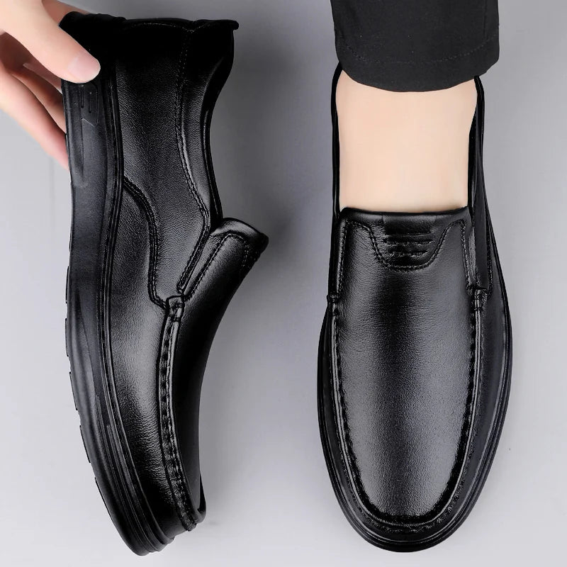 Men's Flats Classic All-match Mens Loafers Male High Quality Comfortable Dress Shoes Genuine Leather Mens Slip on Business Shoes - Sun Studio
