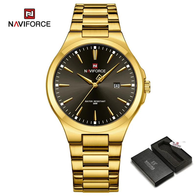 NAVIFORCE Original Fashion Watches for Men Stainless Steel Simple Elegant Clock Male Waterproof Wrist watch Relogio Masculino - Sun Studio