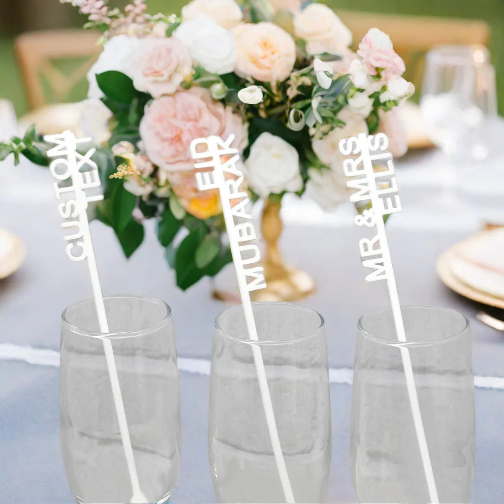 10-120pcs Personalized Acrylic Stirrers Custom Laser Cut Drink Stirrers Drinks Wedding Stirrers Cocktail Toppers - Sun Studio