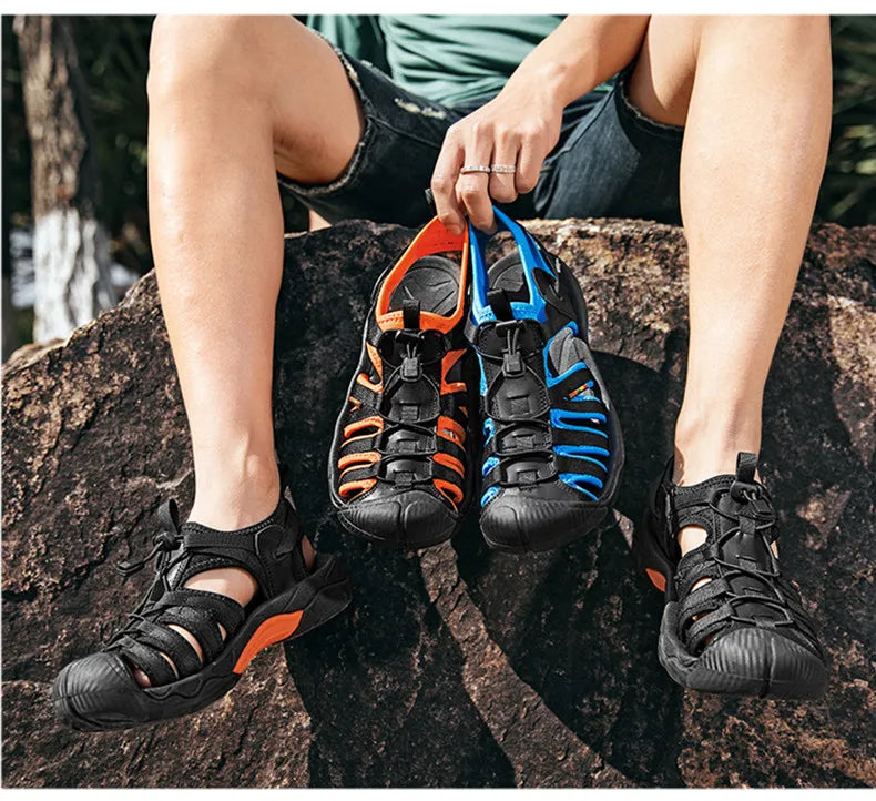 New Summer Genuine Leather Men Sandals Fashion Design Men's Casual Sneakers Comfortable Beach Men's Sandals Outdoor Wading Shoes - Sun Studio
