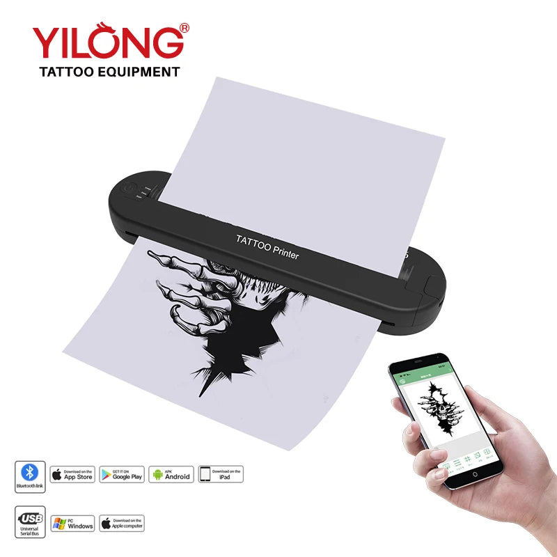 Tattoo ats886 Thermocopier A4 Wireless Tattoo Transfer Bluetooth Mobile&pc Printer Thermal Printer Tattoo for Machine Printing - Sun Studio