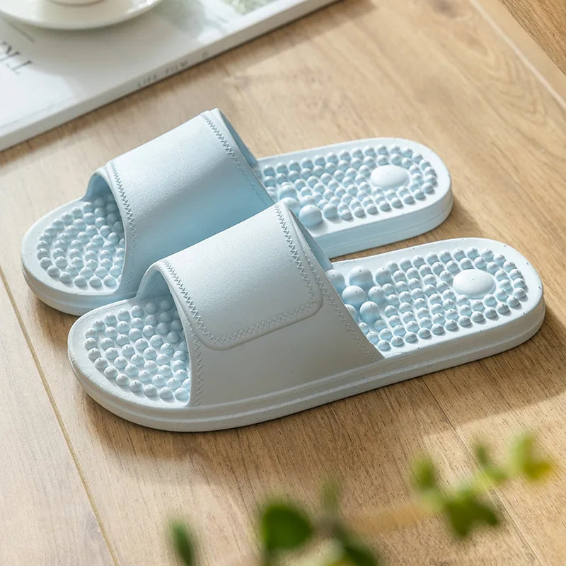 Women Men Foot Massage Slippers Indoor Bathroom Non-slip Soft Slides Comfort Flats Couples Home Relief Feet Health Care Shoes - Sun Studio