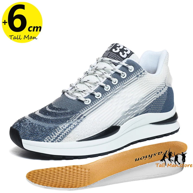 Herren Sneakers Sport Lift Höhenverstellung Einlegesohle 6cm Mesh Plus Größe 37-44