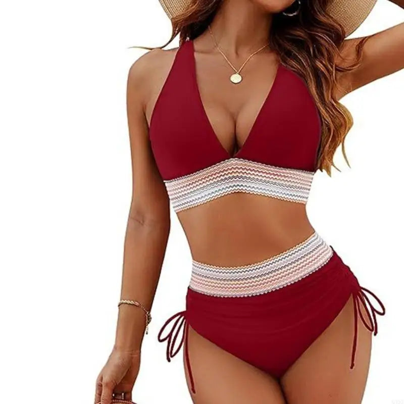 Women High Waist Swimsuit V Neck Push Up Swimsuit Tummy Controlled Swimwear Bathing Suit Stylish V Neck Swimming Costume - Sun Studio