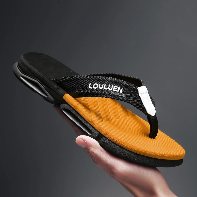 [Color blocked flip flops] Comfortable color blocked flip flops - Men's non slip casual rubber bottom EVA flip flops, suitable f - Sun Studio