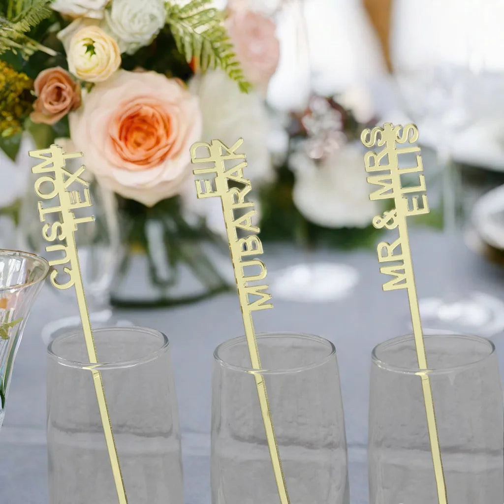 10-120pcs Personalized Acrylic Stirrers Custom Laser Cut Drink Stirrers Drinks Wedding Stirrers Cocktail Toppers - Sun Studio