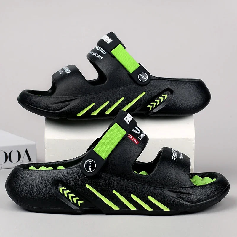 2025 Summer Men's Massage Slippers Outdoor Sandals Beach Comfortable Soft Slides Indoor Casual Shoes Men Sandals Big Size 47 48 - Sun Studio