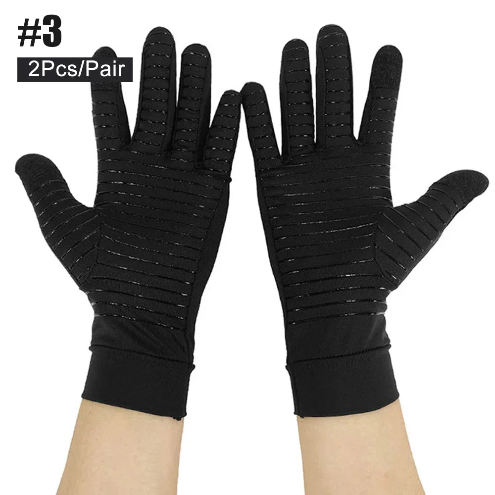 1 Pair Compression Gloves Hand Copper Arthritis Gloves Joint Pain Relief Half Finger Anti-slip Therapy Gloves For Womens Mens - Sun Studio