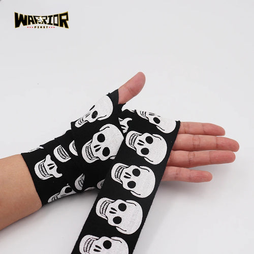 1 Pair Boxing Hand Wraps MMA Muay Thai Kick Boxing Handwraps For Training Bandages Sport Straps 3M/5M Length Skull Print - Sun Studio