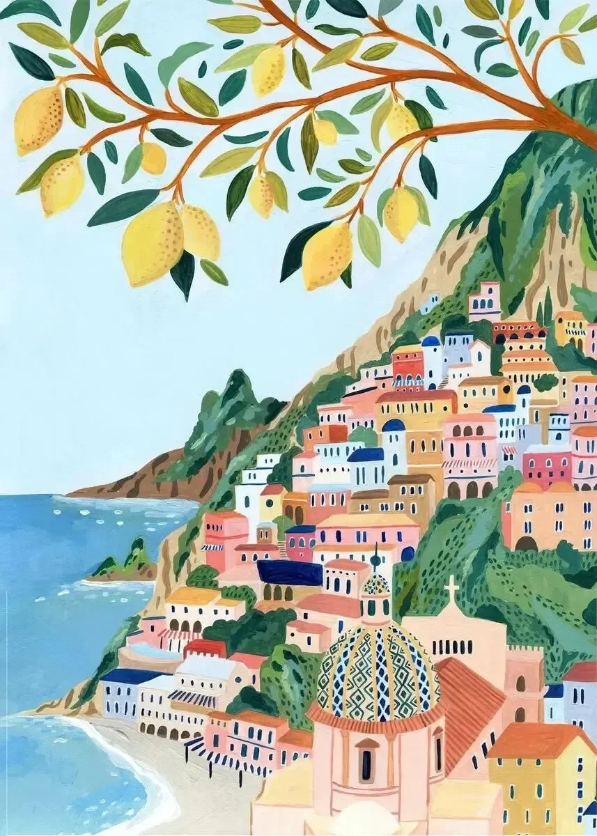 Holland Tulips Poster Santorini Positano Italy Amsterdam Travel City Poster Wall Art Canvas Painting Prints Europe Home Decor - Sun Studio