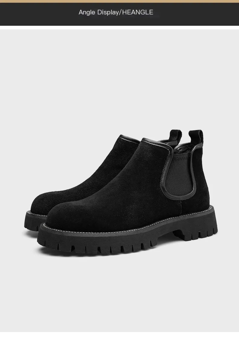 Chelsea boots, short boots, men's boots, breathable men's shoes, versatile and trendy high top leather boots 231146 - Sun Studio