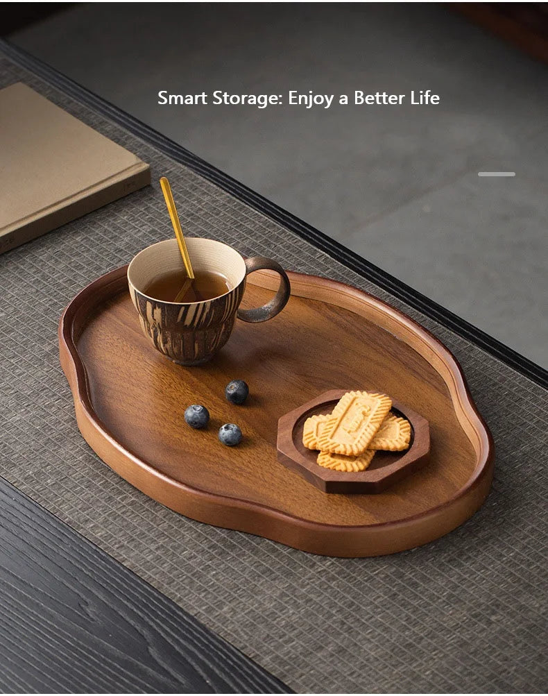 Wooden Decorative Serving Tray for Coffee Table and Home Decor Fruit Platter Decor Trays Serving Ware Food Dish Serving Platters - Sun Studio