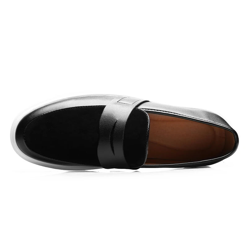 Fashion Men's Casual Slip-on Leather Shoes Men Classic British Style Penny Loafers Mens Outdoor Board Shoe Driving Flats - Sun Studio