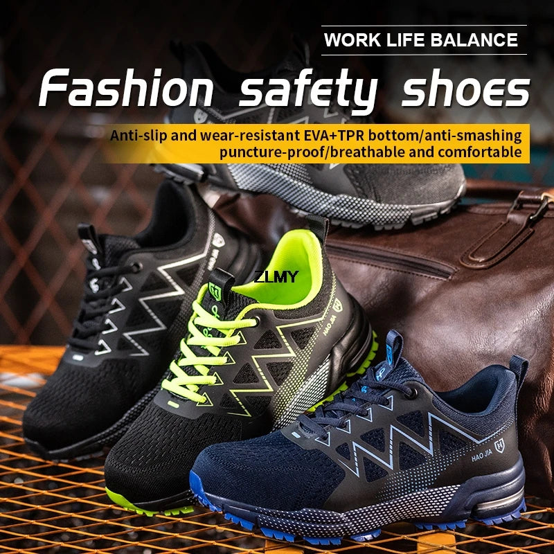 Fashion Safety Shoes Men Steel Toe Sneakers Puncture Proof Breathable Work Safety Boots Man Comfy Work Shoes Male Security Boots - Sun Studio
