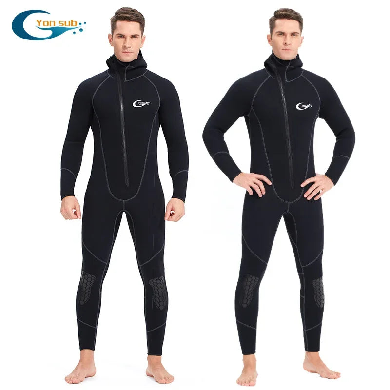 YONSUB Scuba Front Zipper 5MM Long or Short Sleeves Neoprene Men Diving Snorkeling Wetsuit Underwater Hunting Surfing Swimsuit - Sun Studio