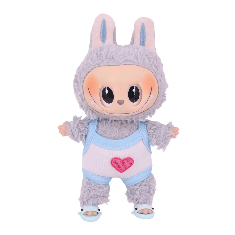 For Labubu Doll Clothes Swimsuit Cute Shark Slippers 15-17Cm Plush Doll Glasses Straw Hat,For labubu Accessories Holiday Gifts - Sun Studio