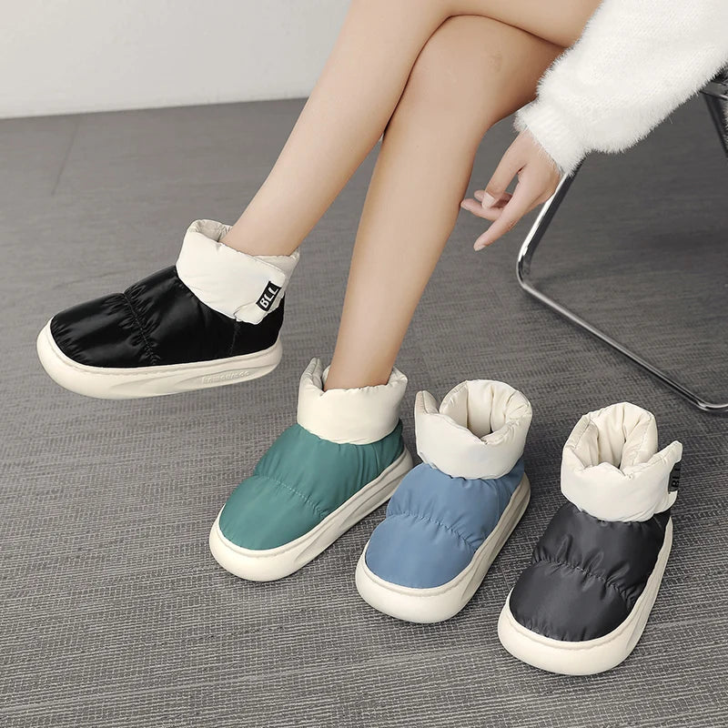 Outdoor Plush Warm Men's Snow Boots Winter Couple Cotton Shoes Down Non-Slip Waterproof Fashion Kids Shoes Slip on Soft Sneakers - Sun Studio