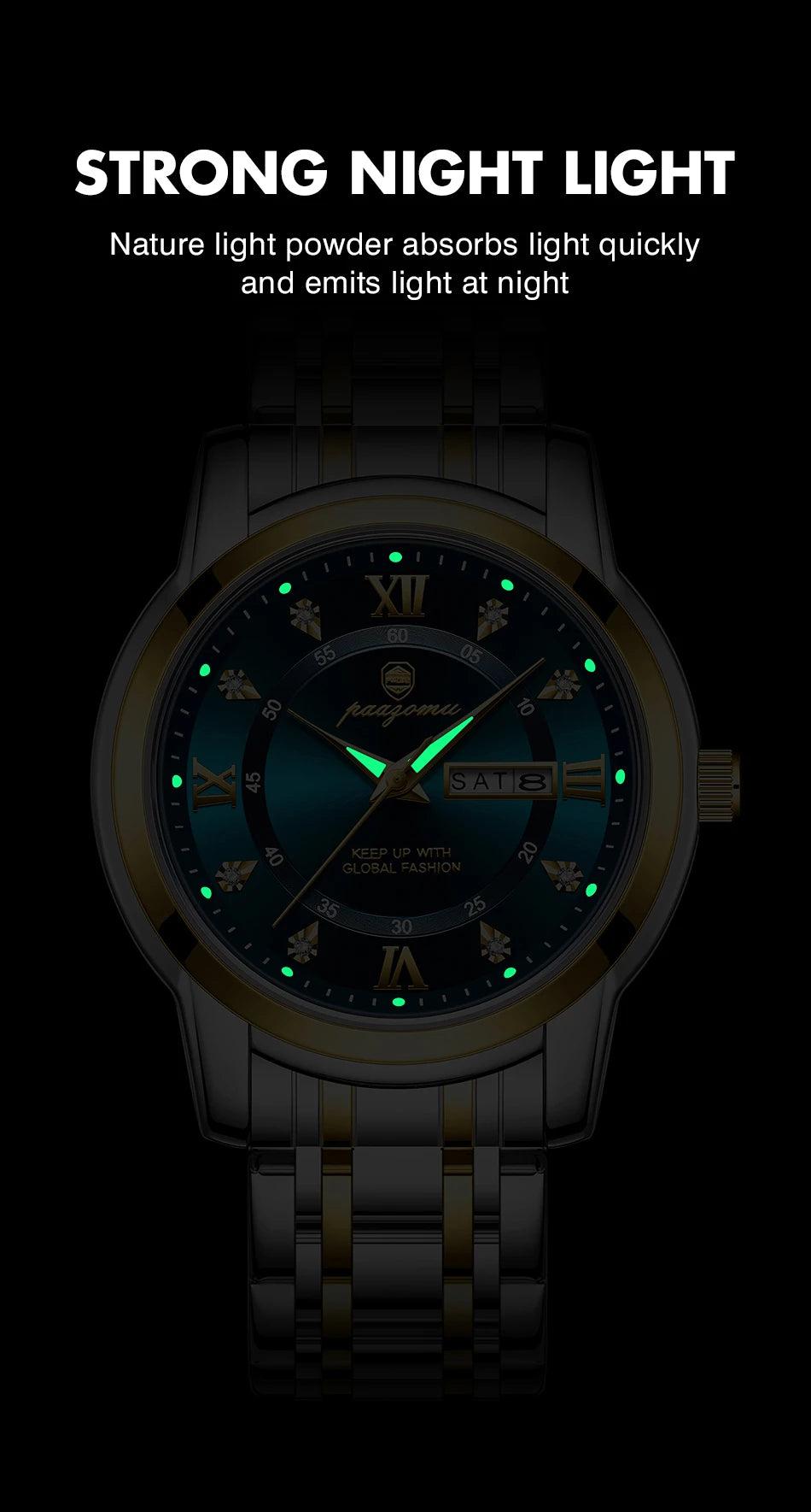 PAAZOMU Classic Casual Quartz Watch Men Women Waterproof Luminous Dial Business Dress Wristwatch Comfortable Watches Male+Box - Sun Studio