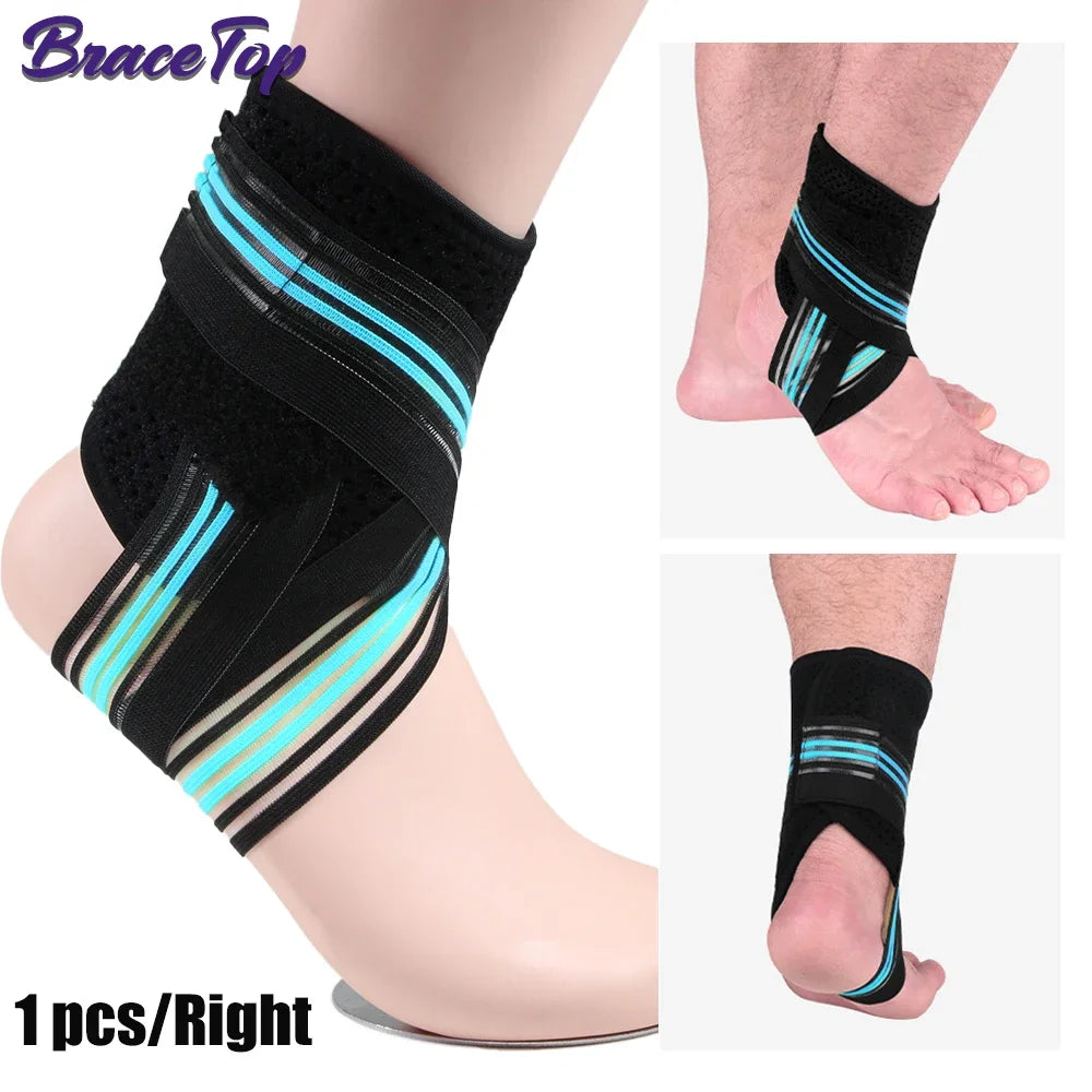BraceTop 1 PC Sports Compression Ankle Brace Support Wrap Gym Ankle Sleeves for Plantar Fasciitis Achilles Tendon Minor Sprains - Sun Studio