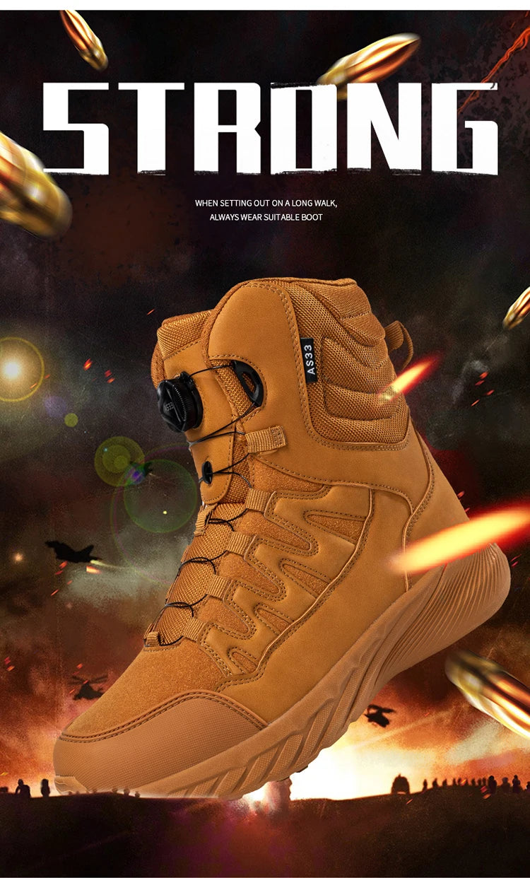 Large Outdoor Training Boots Men's Mountaineering Hiking Boots High Top Rotating Buckle Fashion Camouflage Sports Shoes - Sun Studio