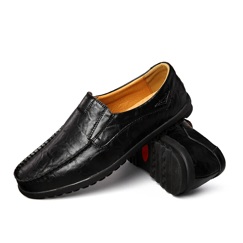 Genuine Leather Men Casual Shoes Luxury Brand 2025 Mens Loafers Moccasins Breathable Slip on Black Driving Shoes Plus Size 37-47 - Sun Studio
