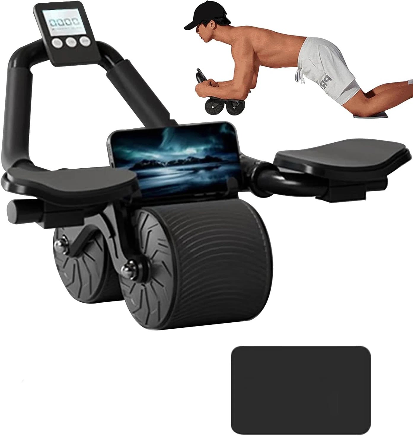 Elbow Support Automatic Rebound Abdominal Wheel Core Muscle Ab Trainer with Counter Display Fitness Exercise Roller Wheel - Sun Studio