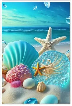 Starfish 5D Diamond Painting Fantasy Shell Seaside Scenery Full Diamond Embroidery Mosaic Cross Stitch Kits Bedroom Home Decor - Sun Studio