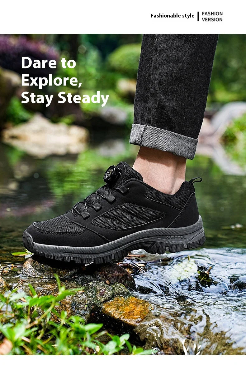 Men'S Spring And Autumn Outdoor Sports Shoes With Rotating Buckle Convenient Comfortable Anti Slip Hiking Shoes Large Size 39-48 - Sun Studio