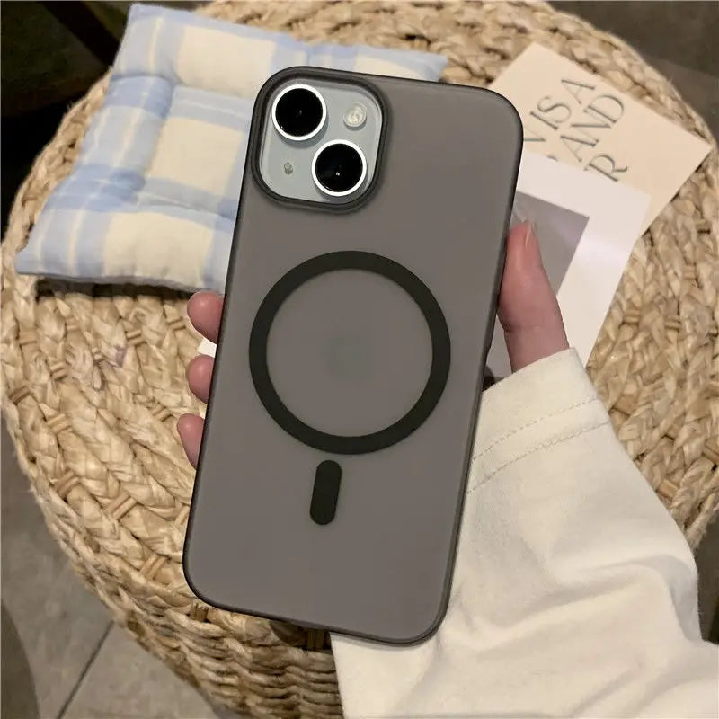 Original Ultra Thin Matte Magnetic Wireless Charge Clear Case ForiPhone 15 14 Plus 13 12 11 Pro Max ForMagsafe Hard PC Cover - Sun Studio