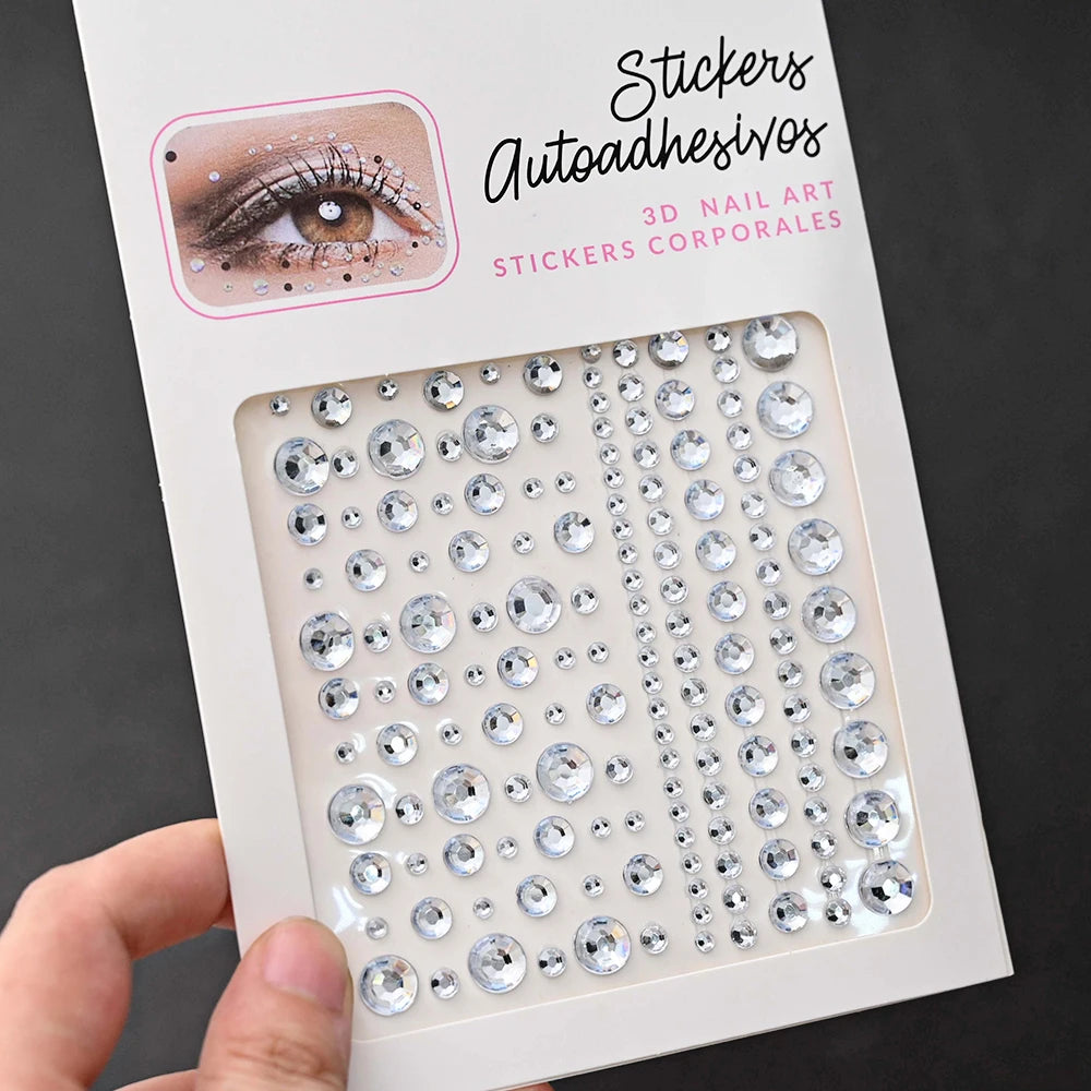 1 Stück Gesicht Diamant-Gem-Sticker, 5D, bunte Strass-Tattoo-Aufkleber, für Festival, Nagel, Körper-Make-up, Bling-Schmuck, DIY Gesichtssticker