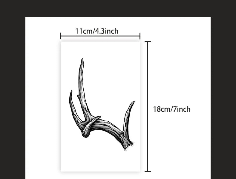 A Pair of Antler Herbal Juice Tattoo Stickers Abdomen Waterproof Semi-permanent Fake Tattoos Men Women Personality Faux Tatouage - Sun Studio