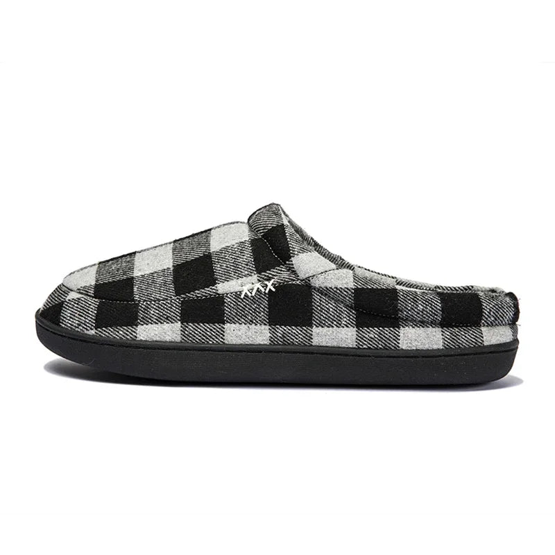Men Slippers Black New Winter Suede Slippers Warm Indoor Slipper Waterproof Home House Shoes Men Warm Velvet Fur Knitting Shoes - Sun Studio