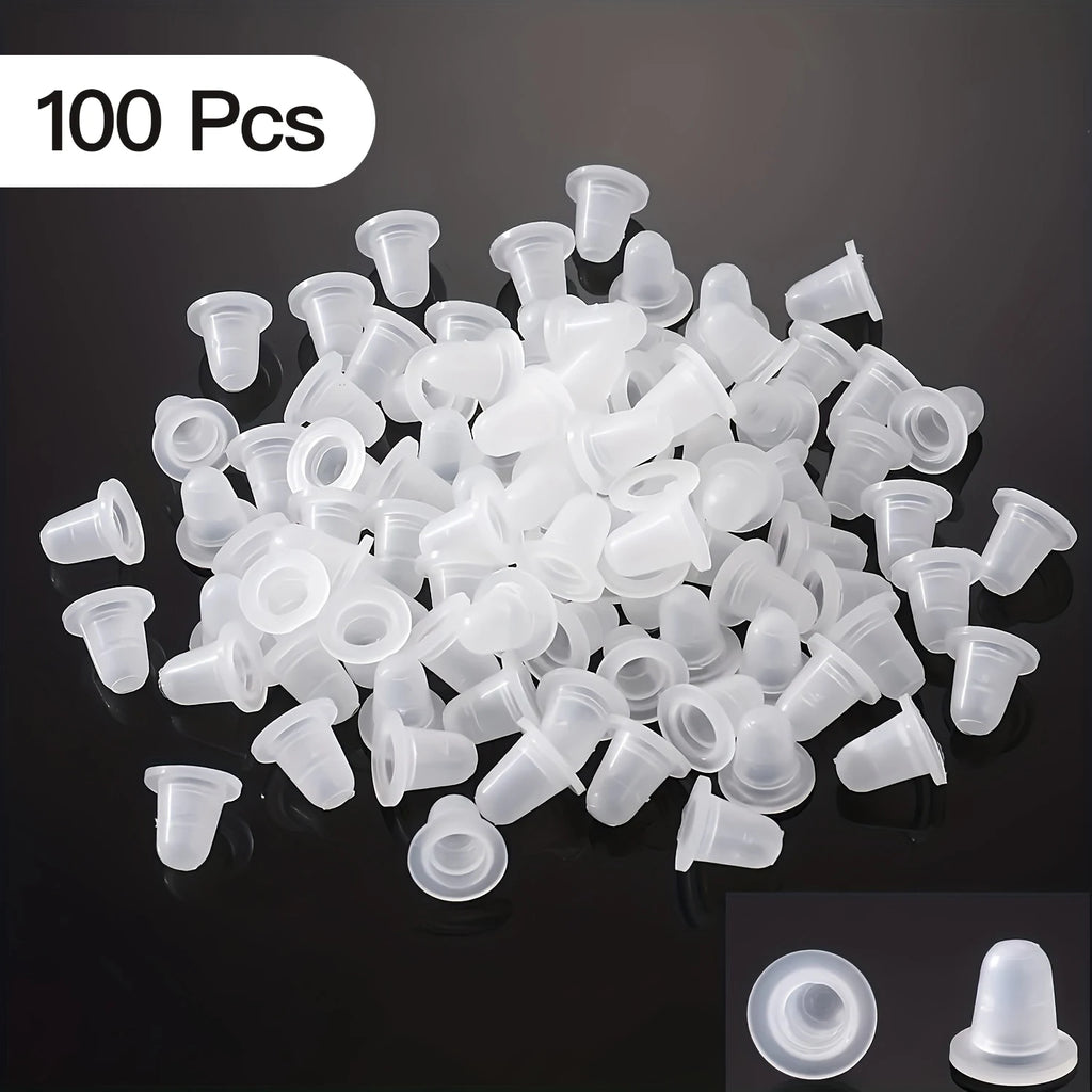 100Pcs Disposable Tattoo Ink Cup S  Size and L Size Silicone Permanent Tattoo Makeup Eyebrow Makeup Pigment Container Caps - Sun Studio