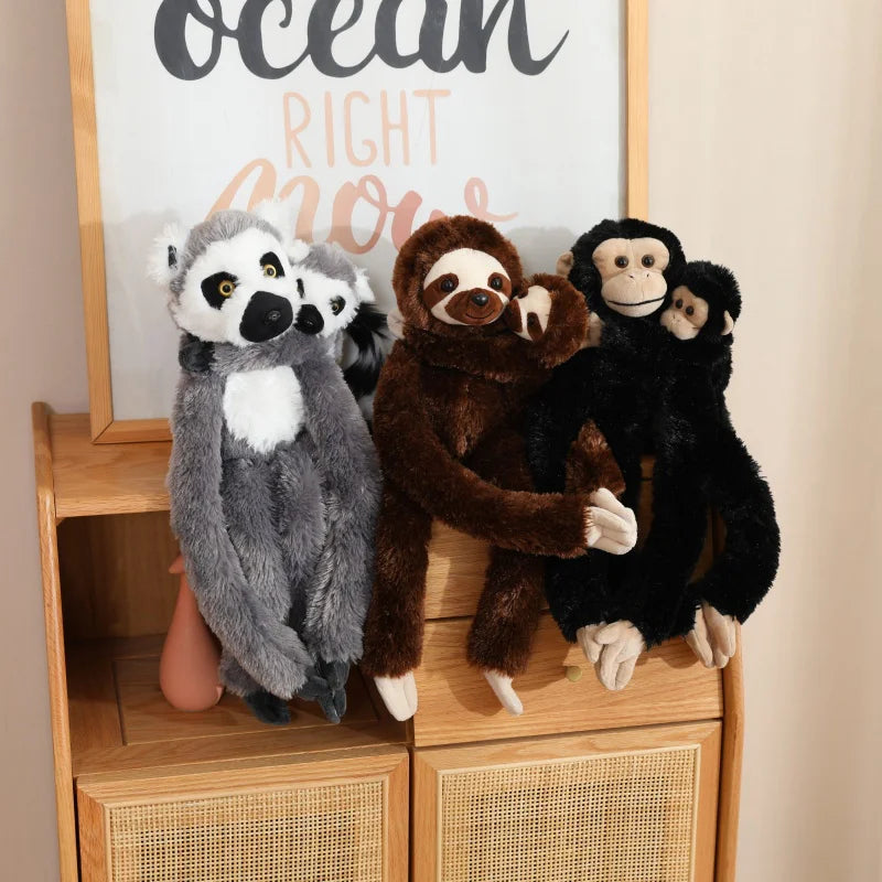Cartoon Punch Monkey Plush Doll Brown Chimpanze Mom And Black Monkey Baby Together Animal Stuffed Doll Home Decor Gift For Kids - Sun Studio