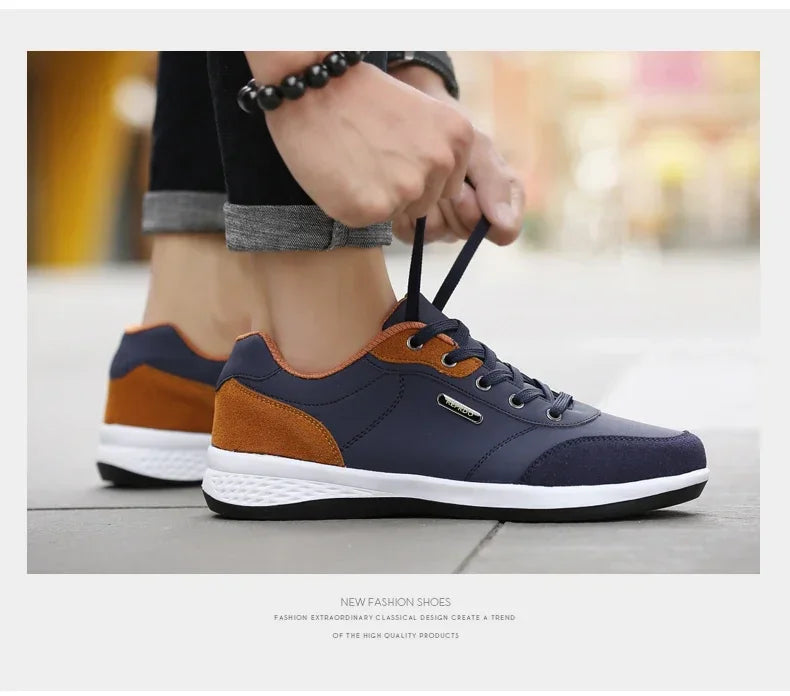 YRZL Men Shoes Spring Autumn Waterproof Walking Sneakers Leisure Male Leather Sports Shoes Non-Slip Footwear Tennis for Men - Sun Studio
