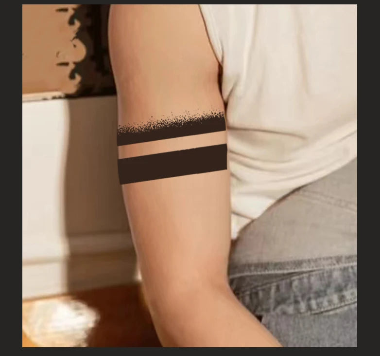 1Pc Geometry Arm Band Waterproof Temporary Tattoo Stickers, Long-lasting Waterproof for One to Two Weeks, Suitable for Arm, Leg. - Sun Studio